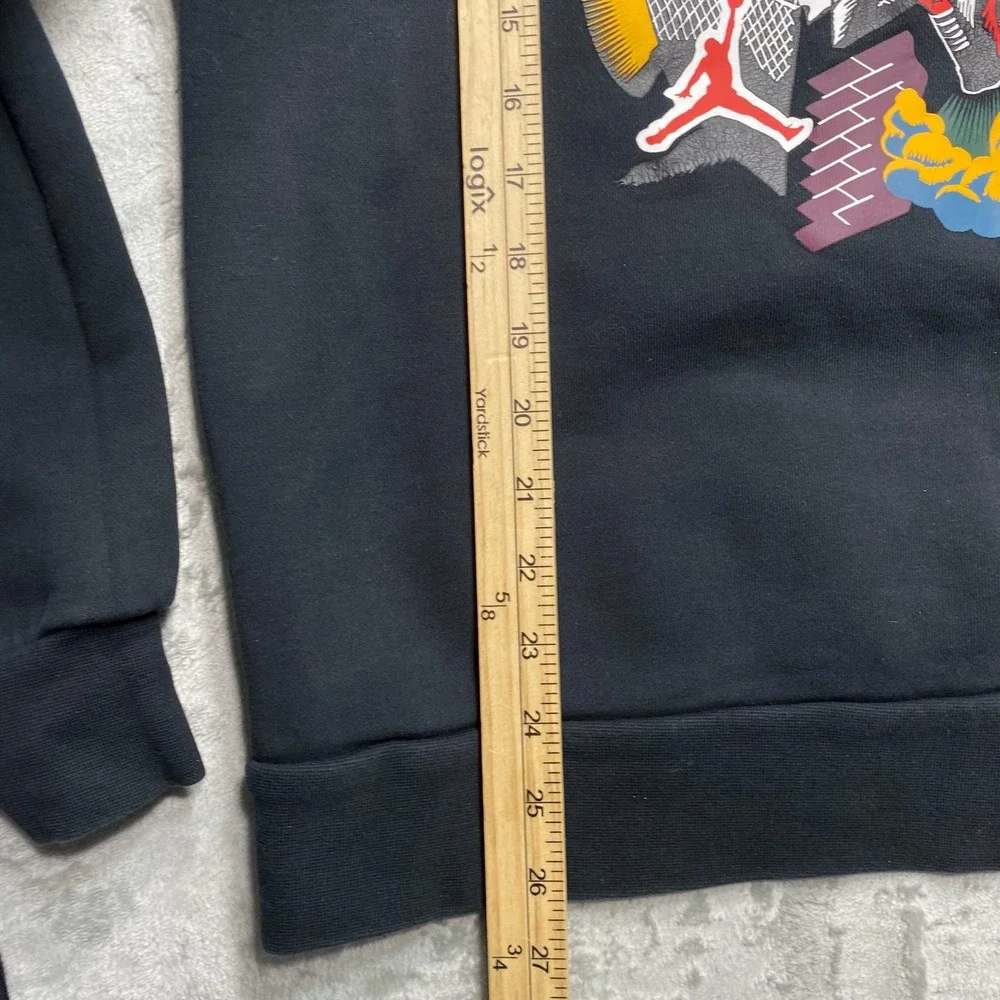 Jordan Nike Shirt Mens M Fleece Crew‎ Neck Pullover Sweatshirt Jumper Black